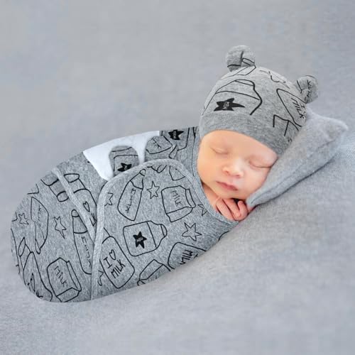 Dizila Adjustable Newborn Swaddle Blanket & Matching Hat Set - Multicolor S11