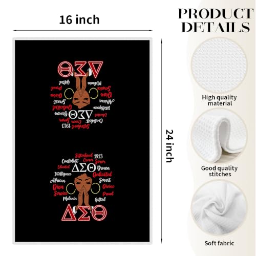 Delta Sigma Theta Sorority Kitchen Towel - Waffle Weave Dish Towel 16x24 (1642)