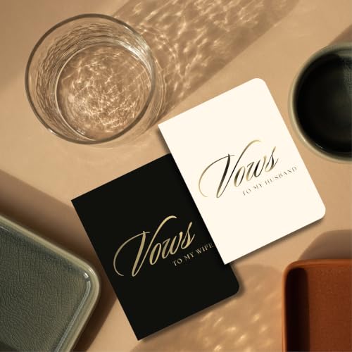 Elegant His and Hers Wedding Vow Books with Gold Foil - 24 Lined Pages, 5.5x4 Inches