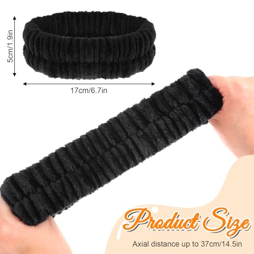 Spa Headbands for Face Washing - 2Pcs Soft Flannel Absorbent Elastic Skincare Headband for Women and Men (Black, White)