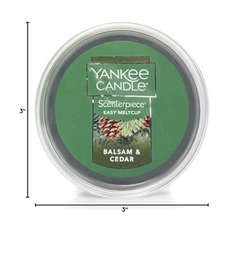 Yankee Candle Balsam and Cedar Meltcup - Scenterpiece Wax Warmer System Refill - Set of TWO Balsam and Cedar Easy Meltcups