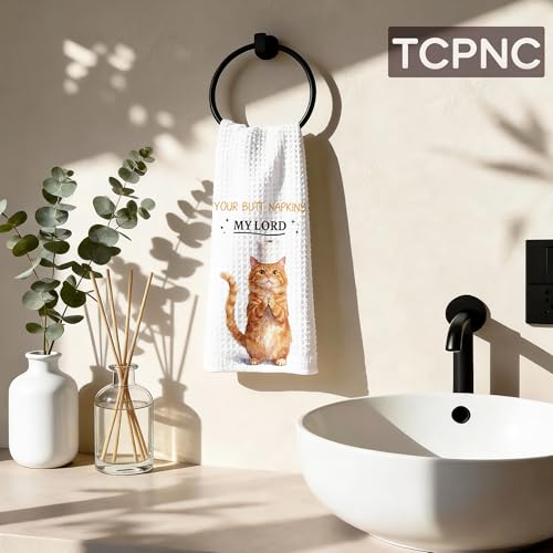 Cute Orange Cat Hand Towel - Decorative Bathroom Towel 16x24