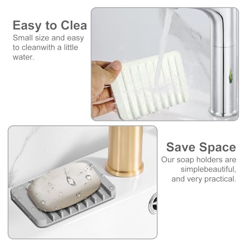 Silicone Soap Dish Set - Self-Draining Holder for Bathroom & Kitchen