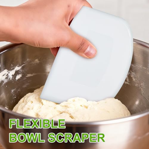 Dough Scraper Set - Flexible Plastic Bowl & Pizza Cutter Tools