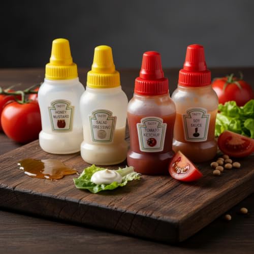 Enyolidimk Mini Ketchup Squeeze Bottles 4-Pack 25ml Refillable