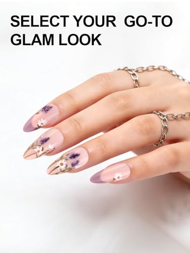 EBANKU Floral Press on Nails 72 Pcs Short False Nails Kit