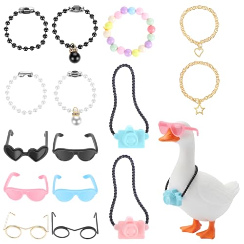 15-Piece Mini Desk Goose Outfit Set with Sunglasses & Accessories