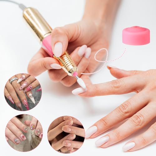 Nail Drill Dust Guards 20 Pcs Silicone Bits Protector Covers Pink
