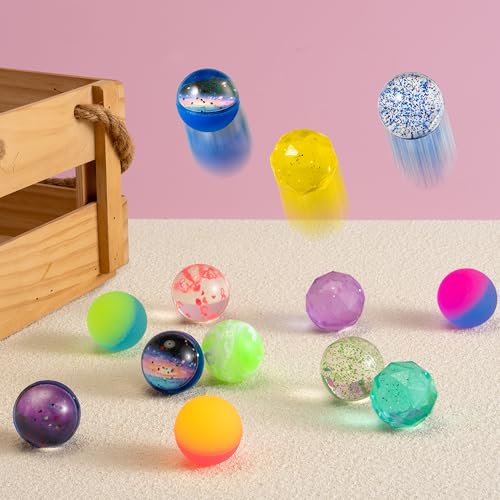 JOYIN 24 Pack 1.26" Multistyle Bouncy Balls with Storage Bag for Kids
