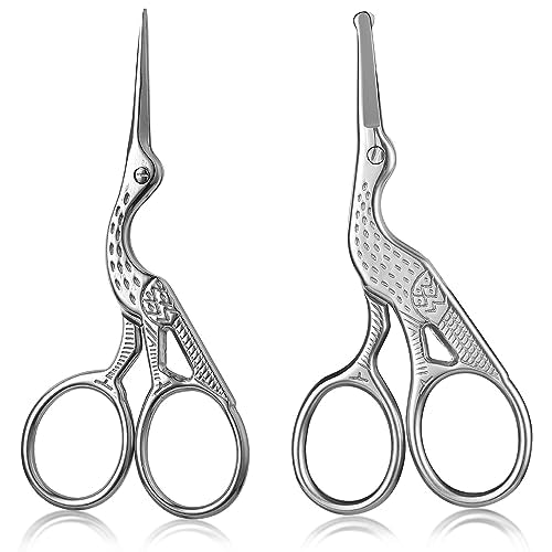 Kootinn 2-Pack Stainless Steel Stork Scissors for Precision Grooming