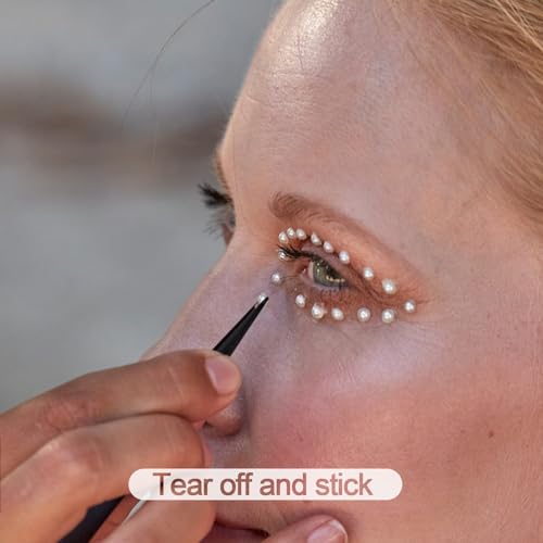 BlingKingdom 660pcs Self-Adhesive Flat Back White Pearl Stickers for Crafts, Makeup & Nail Art