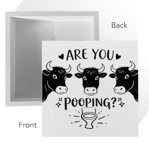 Rustic Wooden Box Sign - Funny 'ARE YOU POOPING?' Bathroom Decor
