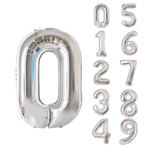 40 Inch Giant Silver Number 0 Foil Balloon Birthday Party Decoration