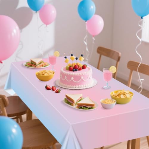 Pink and Blue Gender Reveal Tablecloths - 4 Pack Disposable Party Covers