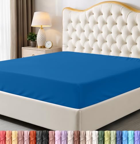 Queen Fitted Sheet - Ultra Soft Microfiber, 15 Inch Deep Pocket - Dusk Blue