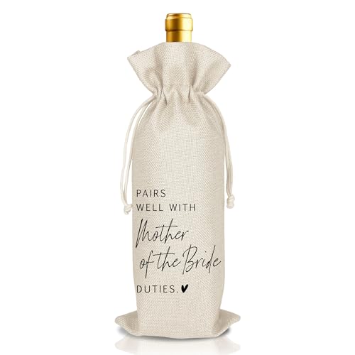 Mother of the Bride Wine Gift Bag Reusable Cotton Linen Burlap