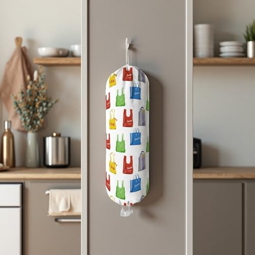 TIBAOLOVER Cat Plastic Bag Holder - Wall Mount Grocery Bag Organizer