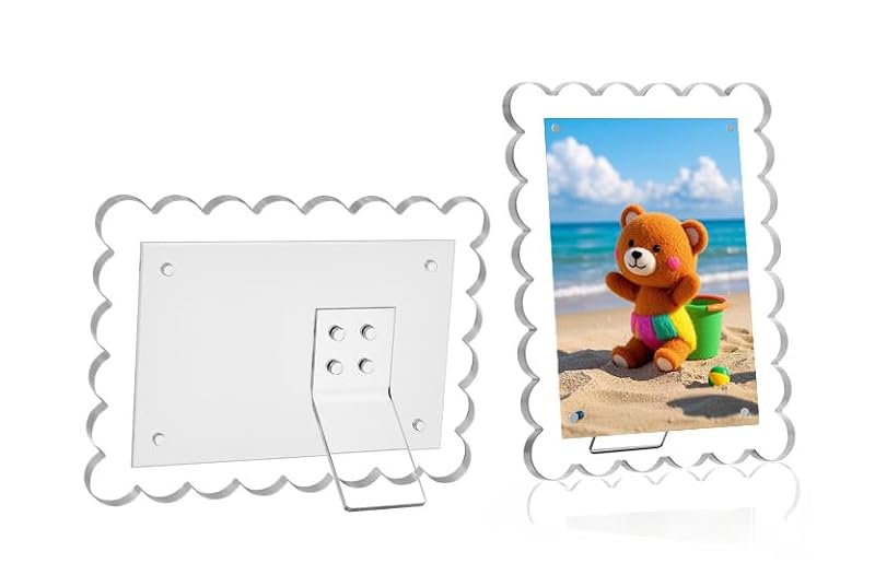 5 x 7 Scalloped Acrylic Picture Frame with Magnetic Holder - 1 Pack