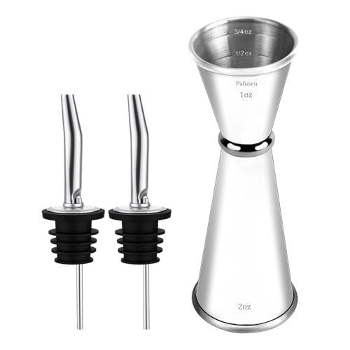 Pafusen Stainless Steel Japanese Jigger & 2 Pourers Set (2 oz, 1 oz)