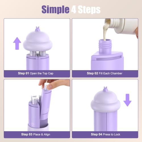 Doxcore 4-in-1 Travel Dispenser Bottle - TSA Approved Refillable Toiletry Set