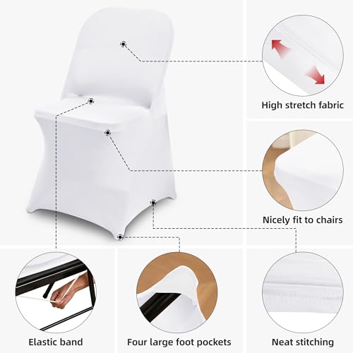 White Spandex Folding Chair Covers for Weddings & Events