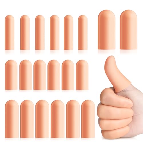 20 Pcs Gel Finger Protectors, Finger Caps Silicone Fingertips Protection, Reusable Soft High Elastic Fingertip Bandages for Relief Fingers Arthritis, Cracked , and Other Fingers Pain(Multi-Size)