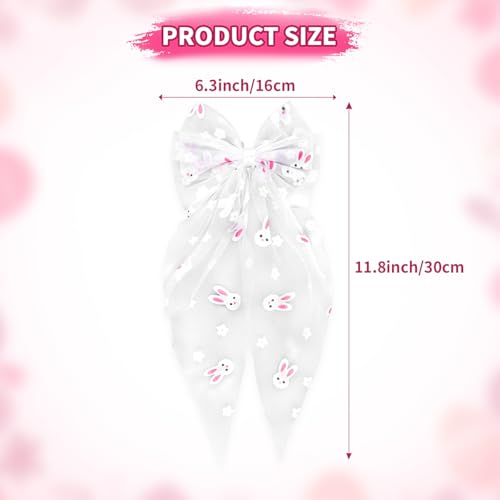 Doneace Easter Bunny Hair Bow Clip Large Fabric Hair Accessories for Women