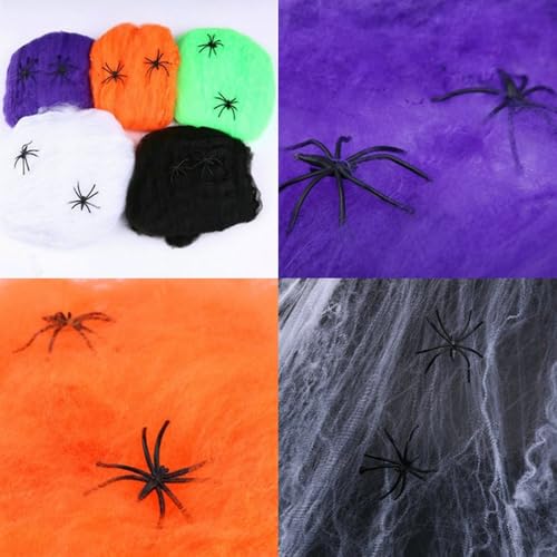 Spooky Halloween Decorations with Spider Webs & Spiders - 2pcs