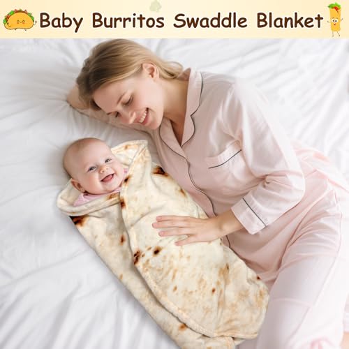 Mermaker Yellow Burrito Tortilla Swaddle Blanket 36 Inch - Soft Flannel
