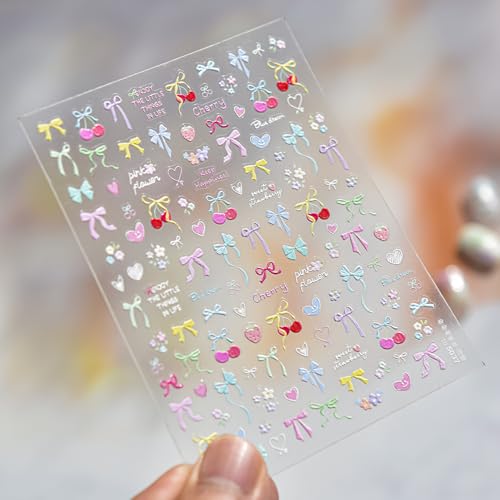 5D Embossed Bowknot Nail Stickers Art Decals for DIY Manicure