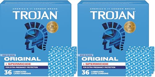 TROJAN ENZ Spermicidal Lubricated Condoms, 36 Count (Pack of 2)