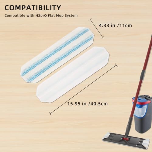 Microfiber Flat Mop Replacement Pads for H2prO - 2 Pack