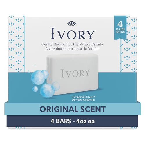 Ivory Gentle Bath Bar Soap, 99.44% Pure Formula, 4.0 oz, 4 Count