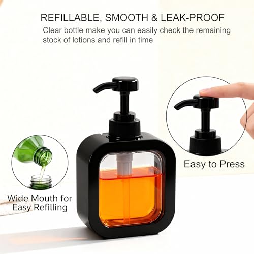 10oz Refillable Soap Dispenser - Leak-Proof PET Plastic - Black