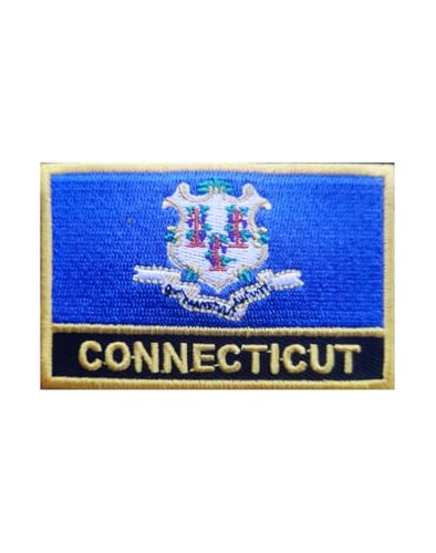 Connecticut Flag Patch - Embroidered Iron-On or Sew-On, 3.15"
