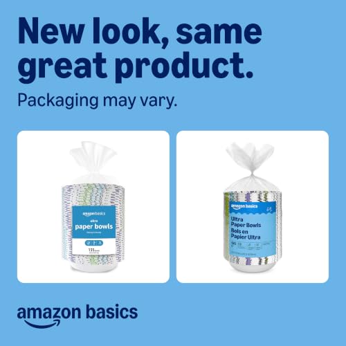 Amazon Basics 20 oz Disposable Paper Bowls, Sturdy Microwave-Safe, 540 Count