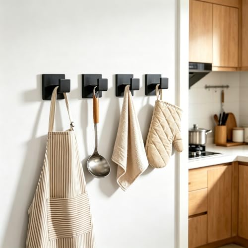 JOPOFI Matte Black Towel Hooks - 2 Piece Wall Mounted Stainless Steel Robe Hooks