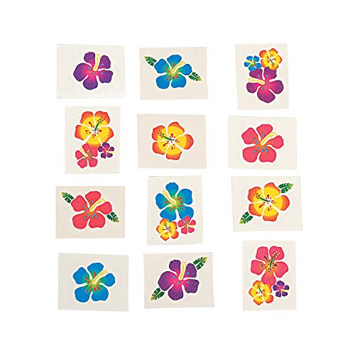 Fun Express Hibiscus Glitter Tattoos Luau Party Favors 36 Pack