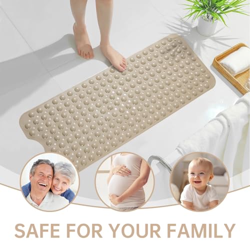 Wirhao Non-Slip Bathtub Mat - Extra Large 39x16 Inches with Suction Cups