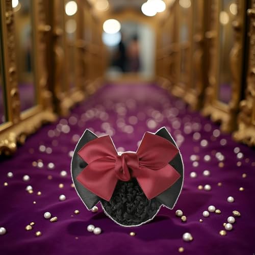 Wine Red Hair Snood Net Bowknot Barrette Elastic Mesh Bun Cover