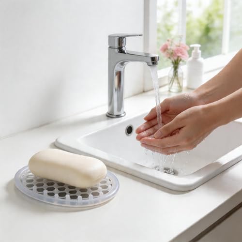 Macuezu Silicone Soap Dish Holder - 2 Pack, Self-Draining Bathroom Tray