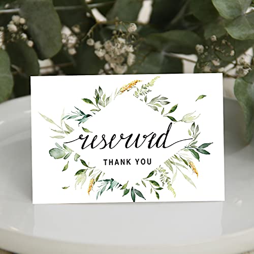Greenery Reserved Table Signs - 10 Pack, 4x6 Inches for Weddings & Events