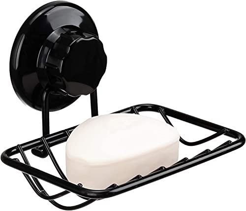 GEDLIRE Stainless Steel Soap Dish - Black Vacuum Suction Cup Holder