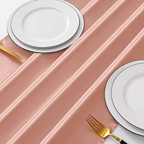 Manyshofu Rose Gold Satin Table Runner 12x72 Inches - 4 Pieces