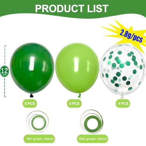Green Happy Birthday Decorations Set with Banner, Garland, and 14 Balloons