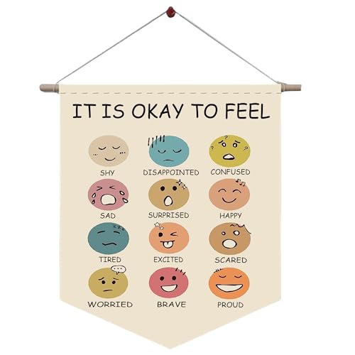 Toddler Room Decor Canvas Hanging Flag - 'It is Okay to Feel'