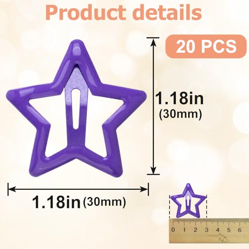 Purple Star Hair Clips 20pcs Metal Snap Barrettes for Women Y2K
