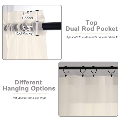 Cream Sheer Curtains 84" Long - Set of 2 Modern Drapes