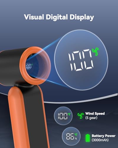 PlayHot Portable Handheld Fan - 5 Speed Rechargeable Travel Fan
