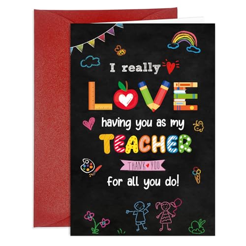 Teacher Valentine's Day Card with Red Envelope - Thank You Greeting Card